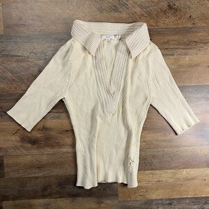 A.L.C. Adrian Top Cream Textured Knit Top